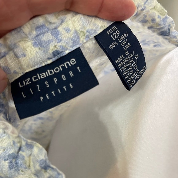 5 for 25 Vintage Liz Claiborne White Floral 100% Linen Straight Midi Skirt 12P - Picture 5 of 7